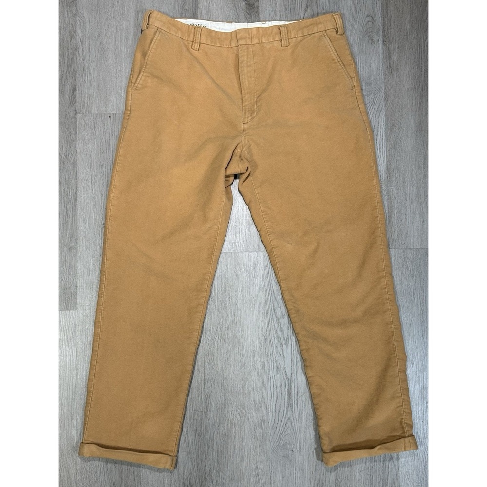 Vintage Orvis Moleskin Chino Pants Men 38x31 Brown Flat Front Cuff Ankle Classic